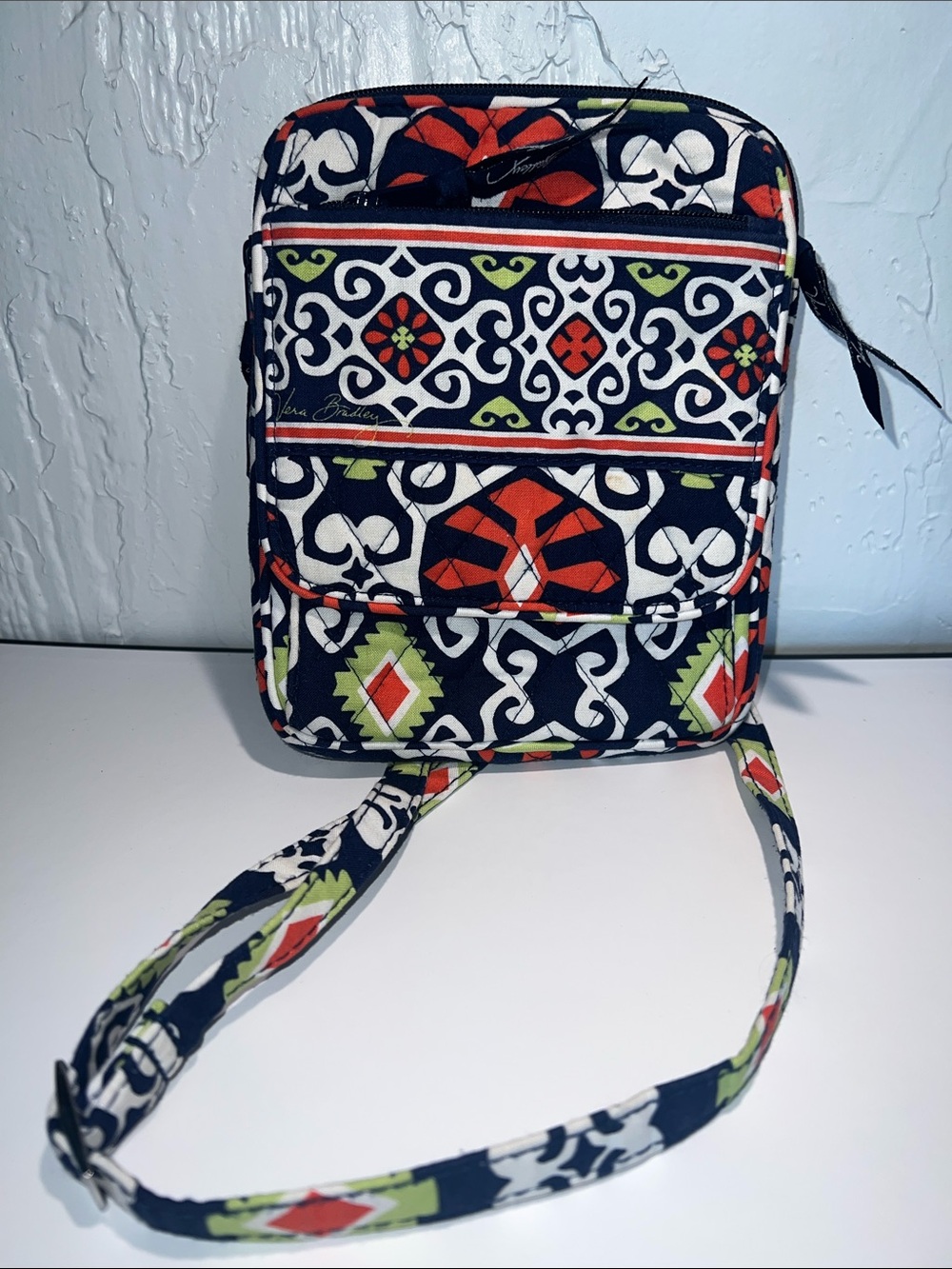 Vera Bradley Quilted Crossbody Bag - Navy, Red, Lime & White